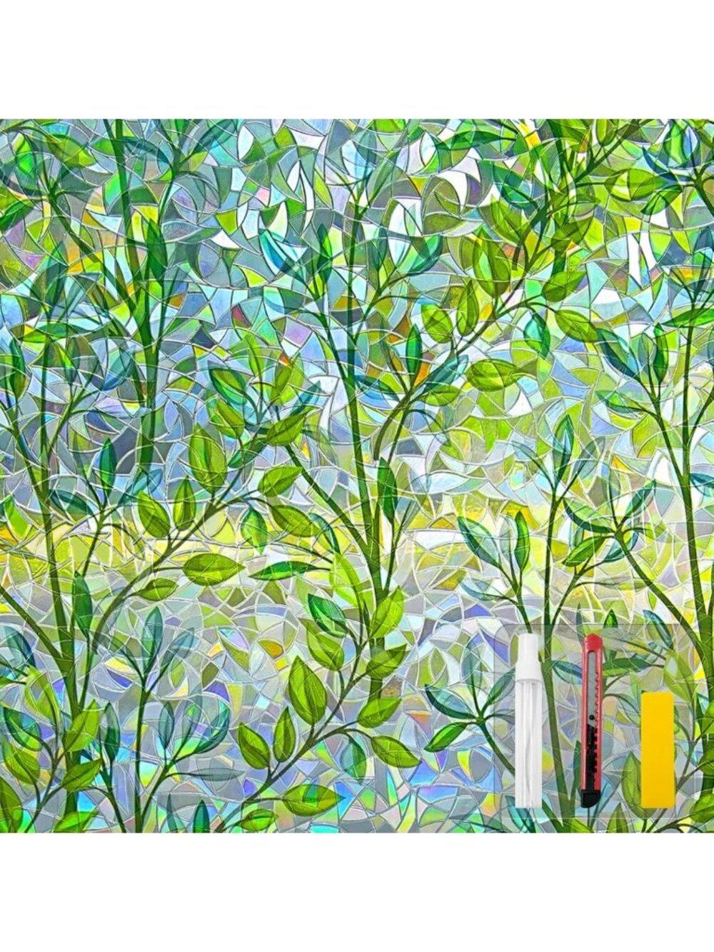 Stained Glass Privacy Window Film - No Glue Anti-UV Cling for Home Decor